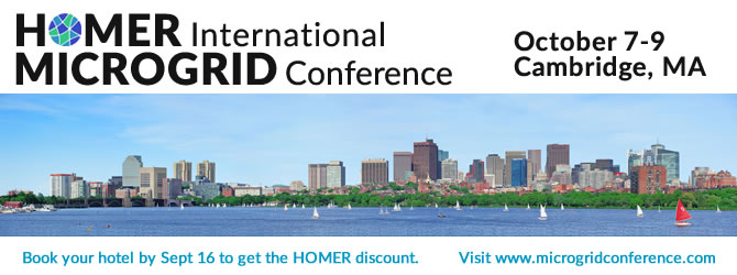 The 7th Annual HOMER International Microgrid Conference is taking place October 7-9 in Cambridge, MA. Don't miss this chance to meet 
